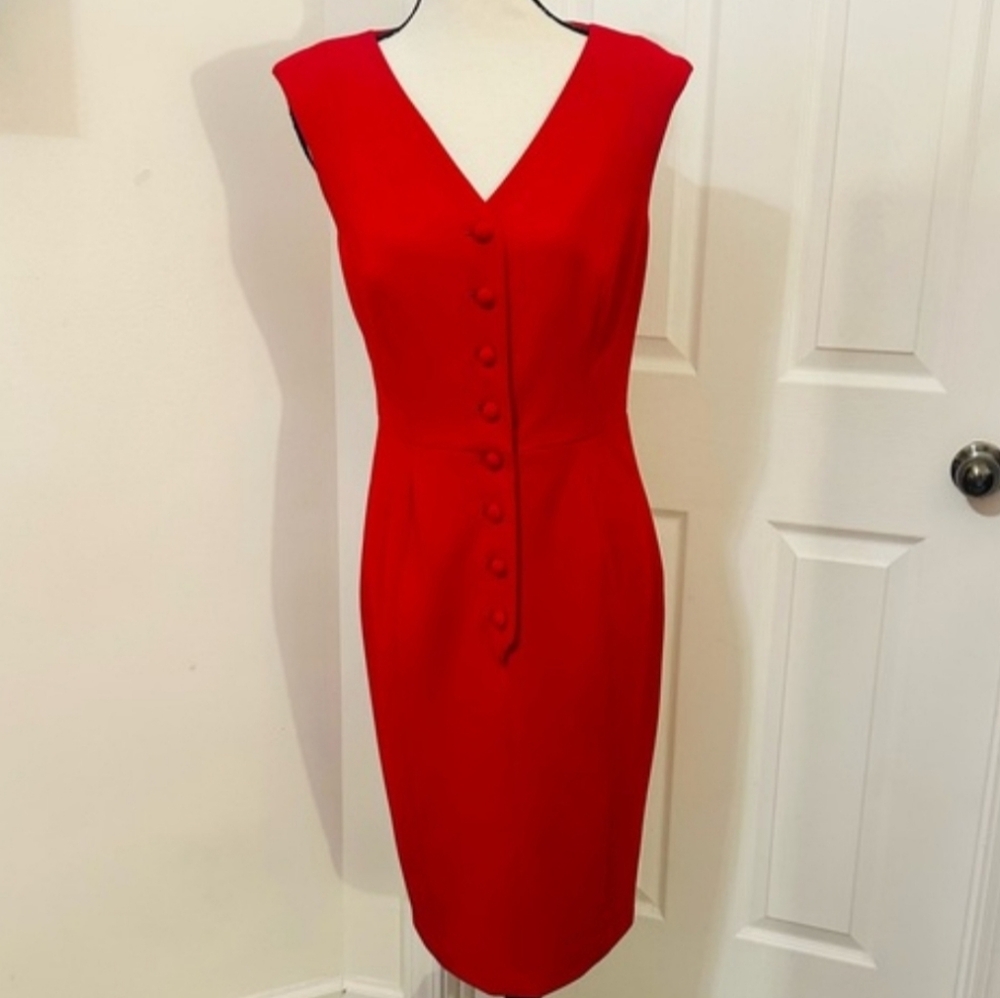 ❗Calvin Klein Retro Style Red Bodycon Button Dress 2❗